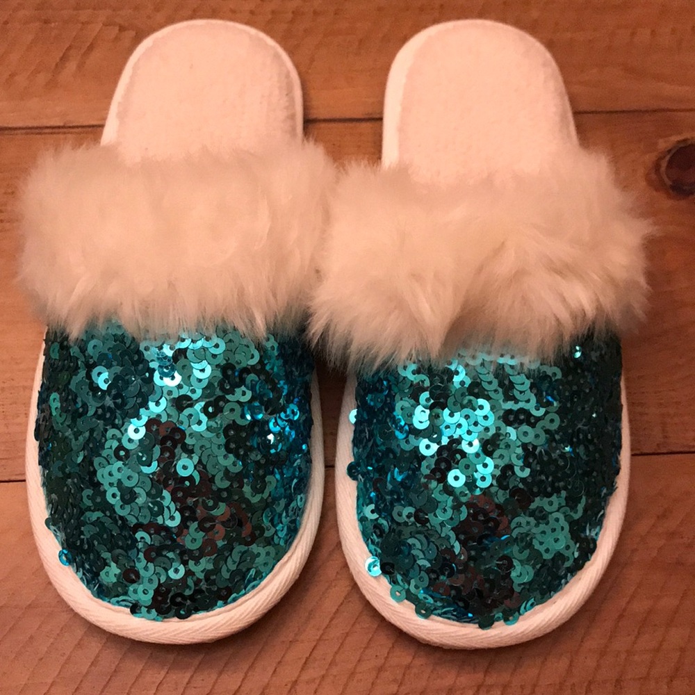 New Pottery Barn Teen Sequin Slippers Youth 5-6/M